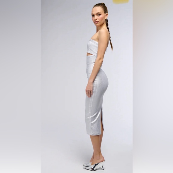 NWT Akira Iced Out Denim Coated Midi Dress S - Picture 3 of 6